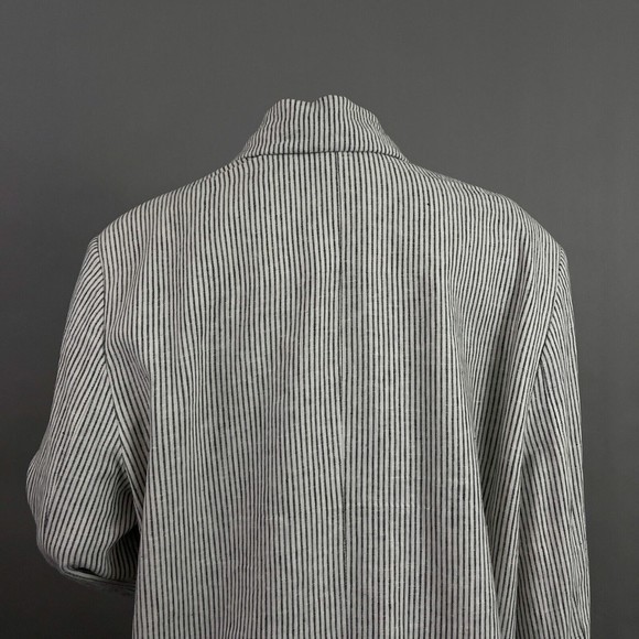 Old Navy Blazer XL Women Gray Pinstripe Double Breasted Linen Blend Business - Picture 6 of 12
